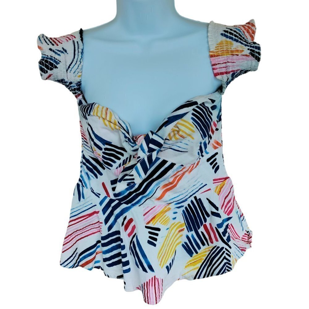 (011) Venus Multi Cotton Tie Front Crop Tops Size 12